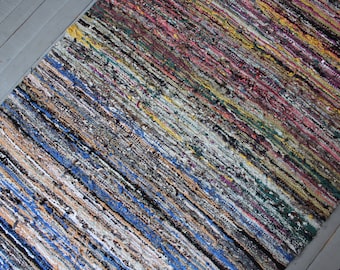 4'3"x10'2" ft  Vintage RAG RUG, Vintage Chaput Kilim, Vintage Turkish Anatolian Rag Rug