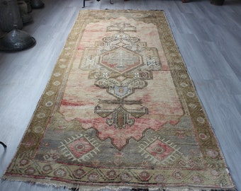 4'5"x11'3" ft  RUNNER, Vintage Konya Runner Rug, Turkish  Low Piled Oriental Runner Rug