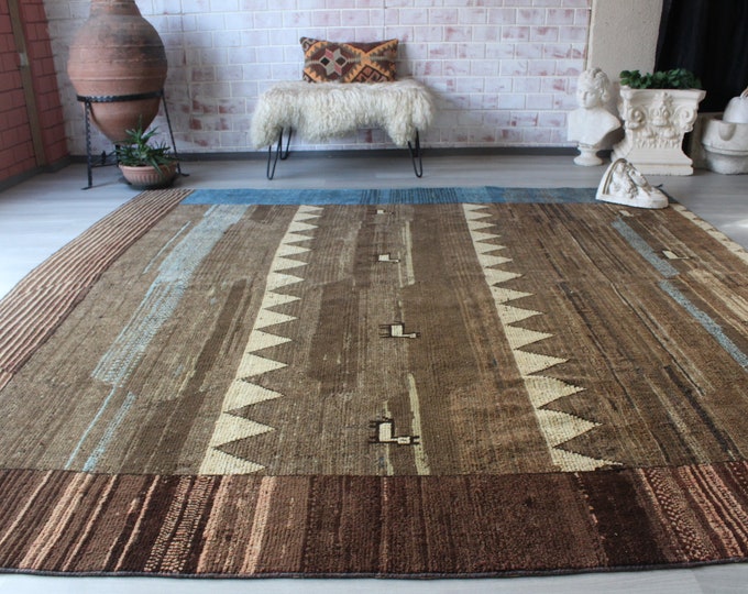 9'x9' rugs, Large Gabbe Rug, Handwoven Square Rug, Ethnic Wool Rug, Large Area Rug / B-1758 / 8'8"X8'7"