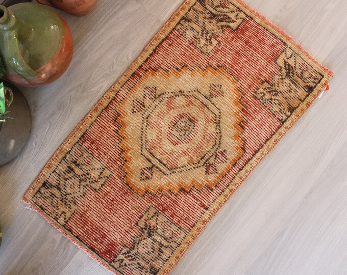 Vintage Door Rug, Ethnic Door Rug, Handwoven Door Rug / B-1542 /