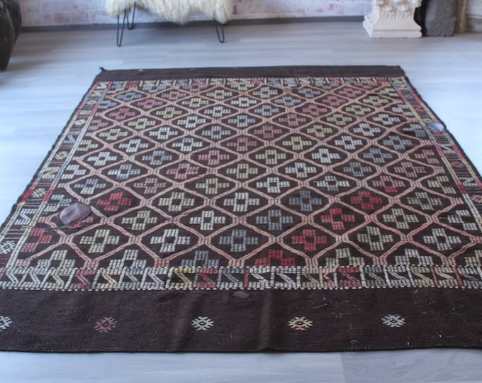 Large Flat Rug, Ethnic Kilim Rug, Vintage Kilim Rug, Handwoven Wool Kilim Rug, Bohemian Kilim Rug / N-1053 /