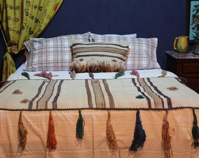 Vintage Natural Wool Throw,Tribal Bohemian Handwoven wool Ethnic Decorative Throw Blanket Brown Artisan Boho Rustic throw ,wool textile