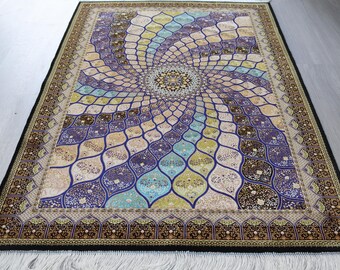 Wheel of Fortune design Silk Rug, Mute Silk Carpet , 3'3''x4'9'' / B-1908