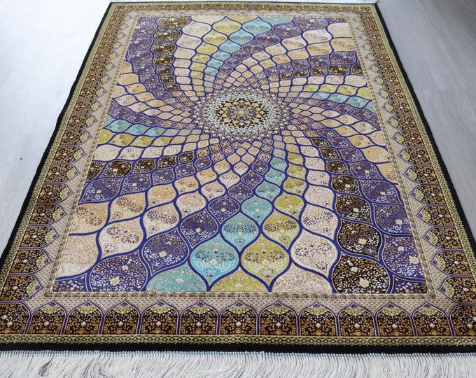 Wheel of Fortune design Silk Rug, Mute Silk Carpet , 3'3''x4'9'' / B-1908