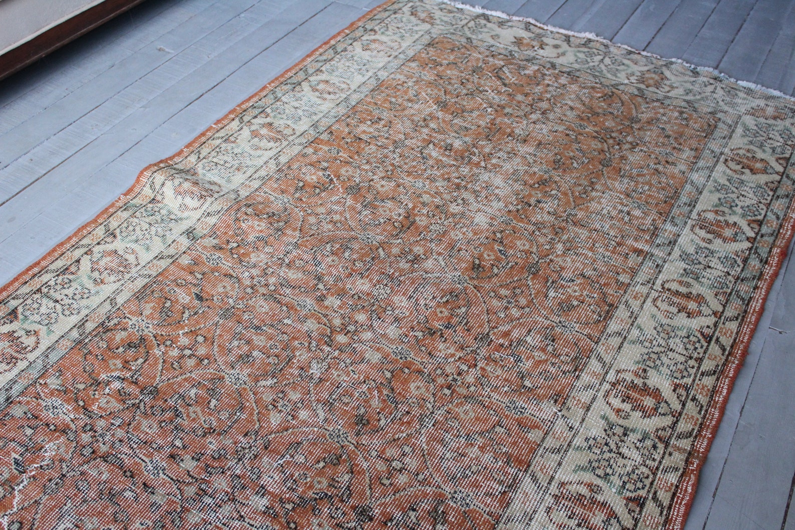 Vintage Oushak Rug rust and Beige Rug 3'9 X - Etsy
