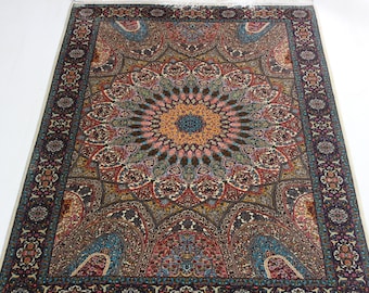 Oriental Silk Rug, 2'6"x4' Silk Rug, Silk Medallion Design Classic Rug / B-1809 / 80x120 cm