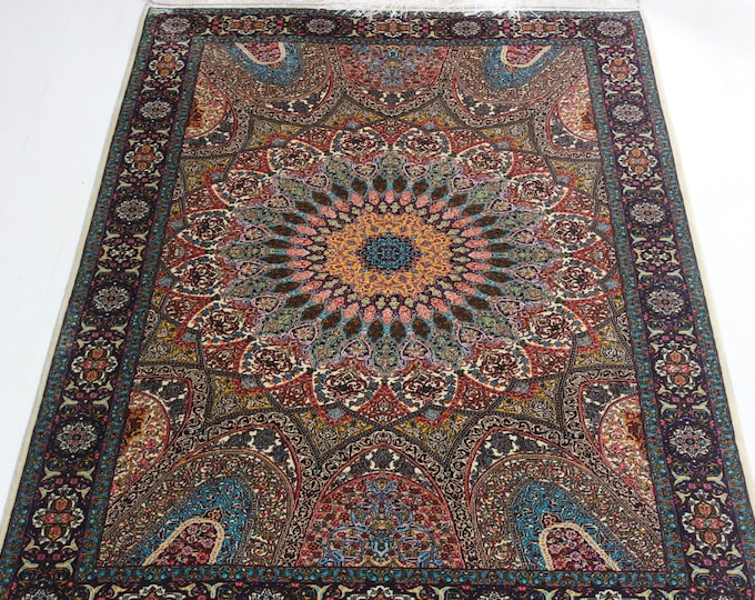 Oriental Silk Rug, 2'6"x4' Silk Rug, Silk Medallion Design Classic Rug / B-1809 / 80x120 cm