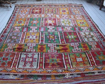 5'9"x 8'0" Vintage Coloured Large Kilim Rug, Ethnic Bohemian Handwoven Area Kilim,Kelim