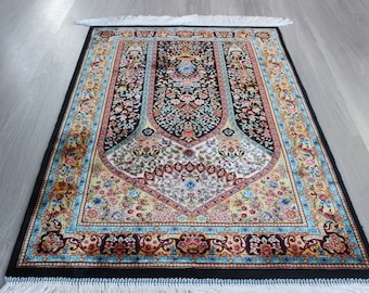 2'x3' Oriental Silk Prayer Rug, Small Silk Rug, Bamboo Silk Rug / B-1779 / 23x36  inches