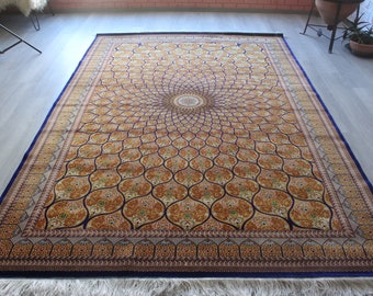 7'x10' Silk Rug , Bamboo Silk Rug, Large Silk Rug, Silk Cinnamon Area Rug / B- 1762 /  6'6"x9'7"