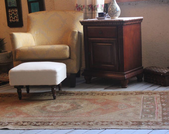 Vintage Anatolian Rug,Distressed Low Piled Muted Color Carpet,Handmade Hand spun wool Rug
