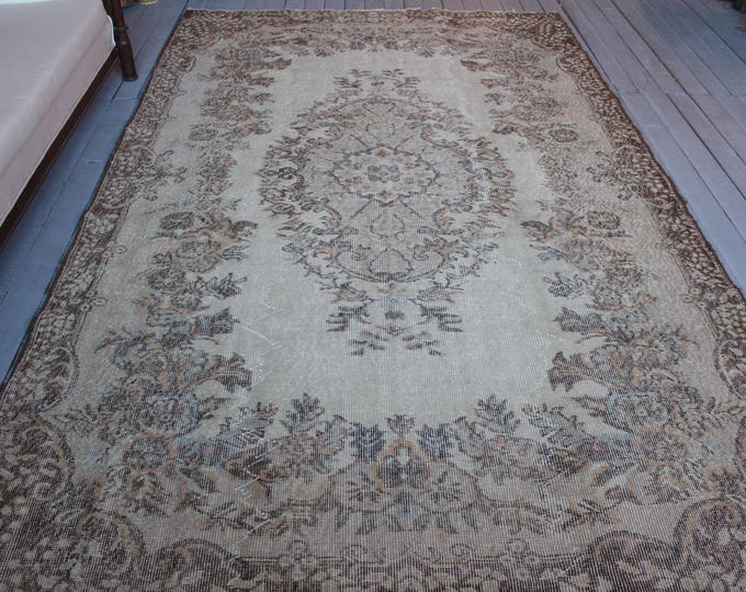 5'6"x9'5" FREE shipping Vintage Turkish Medallion Wool Carpet,Anatolian Handwoven Eclectic Living room  Carpet