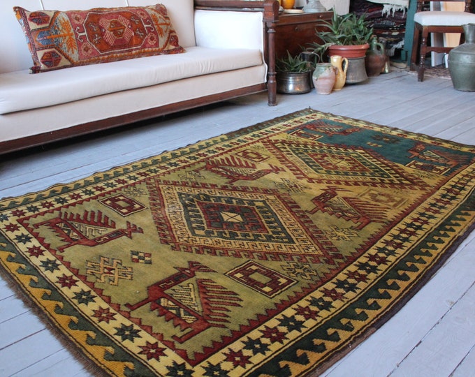 Vintage Rug, Turkish Area  Rug,Ethnic, Bohemian, Handwoven ,Wool Carpet