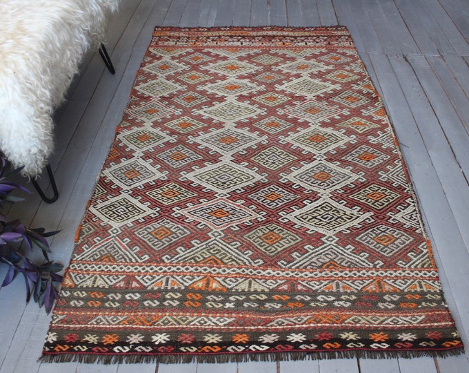 3'3"x5'8" ft   Vintage Kilim Rug, Ethnic Kilim, Bohemian Kilim, Anatolian Kilim