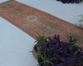 2'9"x10'5" ft  Vintage Rug Runner, Anatolian Rug Runner, Turkish Rug Runner, Bohemian Rug Runner, Ethnic Rug Runner, Vintage Peachy Runner