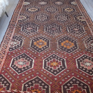 6'x11' ft   Vintage Ethnic Kilim, Mut JIJIM Kilim, Bohemian Kilim, Turkish Anatolian Kilim, Geometric Design Kilim