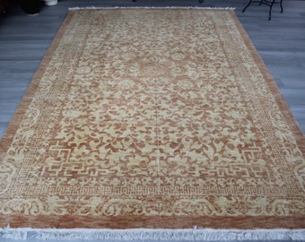 6'1"x9' ft  Vintage Rug, Large Turkish Rug, Large Oushak Rug, Vintage Oushak Rug, Turkish Area Rug, Modern Design Area Rug / B-962