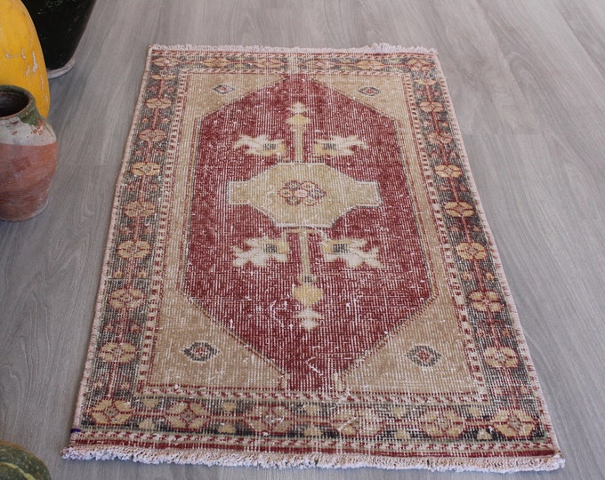 Traditional Turkish Rug, Small Oushak Rug, Small Handwoven Rug, Oriental Rug Door Mat / B-1567 / 2'X3'5"