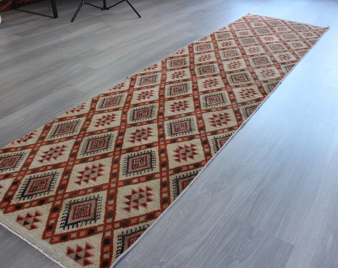 2'5"x9'4"  RUNNER,Retro Rug Runner, Vintage Rug Runner, Anatolian Rug Runner, Oushak Rug Runner,Ethnic Rug Runner, Bohemian Rug Runner