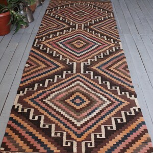 3&#39;x10&#39; Vintage Turkish  Kilim Runner,Vintage Bohemian Kilim Runner