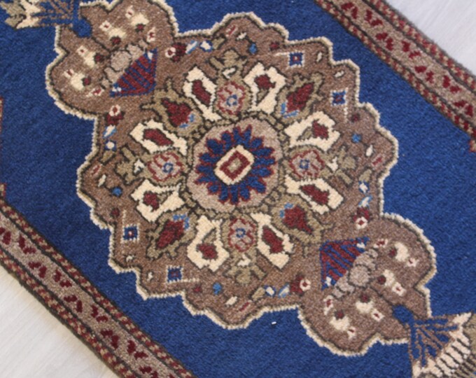 Handwoven Door Mat, Ethnic Door Mat, Oriental Medallion Door Mat, Vintage Turkish Door Mat , Vintage Small Rug / B-1513 / 1'8"x3'8"
