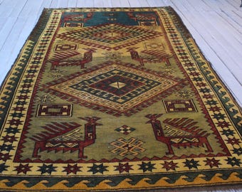 Vintage Rug, Turkish Area  Rug,Ethnic, Bohemian, Handwoven ,Wool Carpet