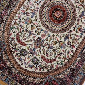 Beige Silk Rug, Medallion Silk Rug, Traditional Design Silk Rug / B-1796 / 2&#39;x3&#39;