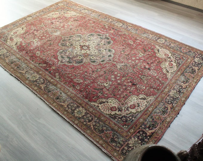 Vintage Oriental Rug, Large Turkish Rug, Large Area Rug, Vintage Oushak Rug, Classic Design Area Rug / C-4342 /