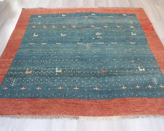 Red Wool Rug, Bohemian Gabbe Rug, Modern Red  Rug , Handwoven Wool Rug / B-1866