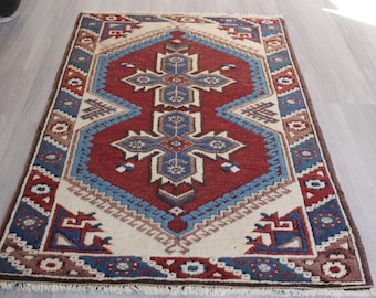 Vintage Anatolian Rug , Vintage Dosemealti Rug, Handwoven Rug Door Mat ,Ethnic Wool Door Mat , Natural Wool Rug / B-1592 / 2'4"x3'8"