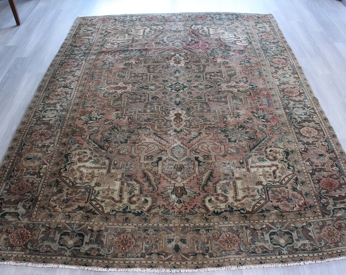 8'x11'  Large Vintage Rug, Large Oushak Rug , Classic Medallion Rug, Large TradItional Turkish Rug / B-1700 / 8'x10'8"