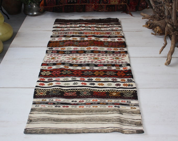 2'1"x4'5"ft Vintage Kilim Sack, Ethnic Tribal Nomadic Kilim Chuval,Handwoven Wool Kilim Floor Pillow, Bohemian Kilim Pillow