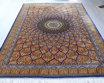 Silk Medallion Rug, 3'3''x5' Handwoven Silk Rug