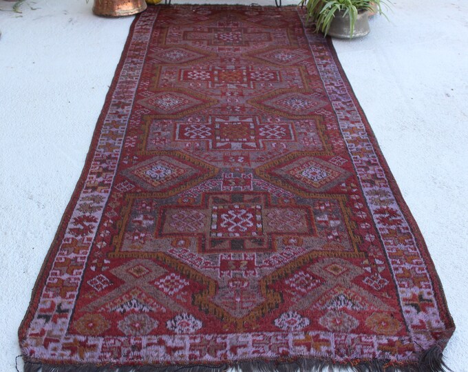 4'2"x10'4" ft  Vintage  Rug  Runner, Ethnic Rug  Runner, Bohemian Rug Runner,  Runner Rug, Turkish Runner, Anatolian Runner