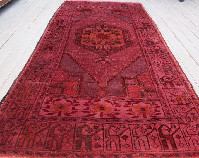 Vintage Pink  Rug, Vintage Wool Rug , Bohemian Area Rug, Ethnic Pink Carpet / 3'1"x6'7" feet