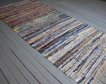 4'3"x10'2" ft  Vintage RAG RUG, Vintage Chaput Kilim, Vintage Turkish Anatolian Rag Rug