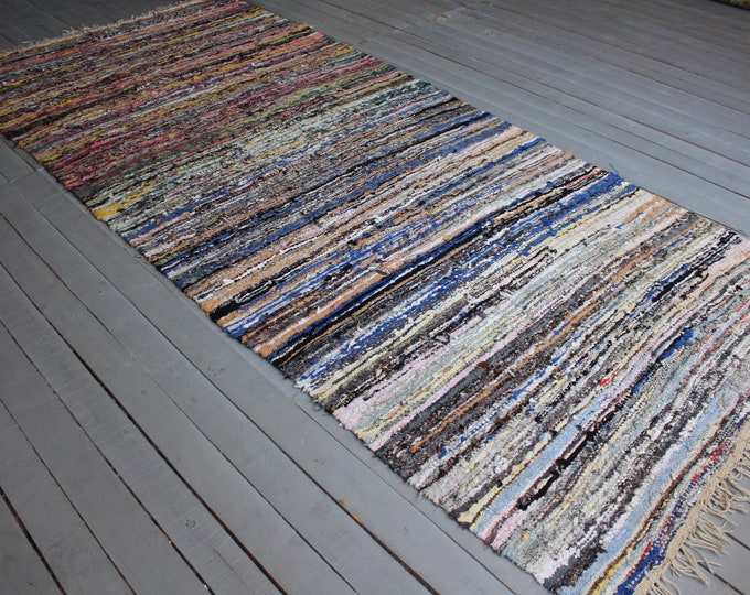 4'3"x10'2" ft  Vintage RAG RUG, Vintage Chaput Kilim, Vintage Turkish Anatolian Rag Rug