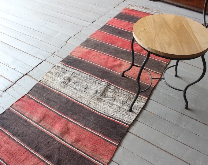 2'2"x8'2" ft   Vintage Striped Red Kilim Runner, Ethnic Kilim Runner, Bohemian  Red Kilim Runner, Turkish Anatolian Kilim Runner