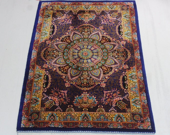 Oriental Silk Rug, Decorative Silk Rug Tapestry, Traditional Silk Rug , Small Silk Rug / B-1803 / 2'x3'