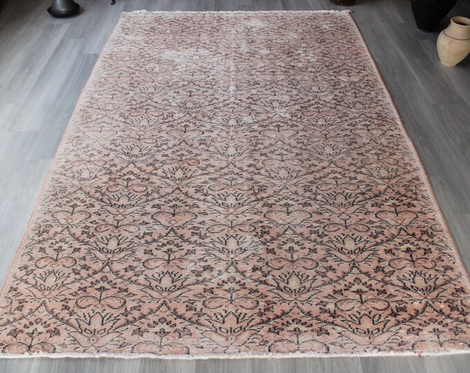 6'4"x9'9" ft  Vintage Rug, Large Vintage Rug , Vintage Anatolian Rug, Low Piled Turkish Rug, Mute Colour Rug / c-4334