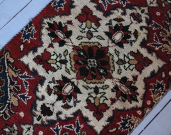 2'0"x 10'7" RUNNER Vintage Oriental Wool Rug  Runner, Floral Medallion Rug Runner,Red Oriental Rug Runner, Red Authentic Hallway rug runner