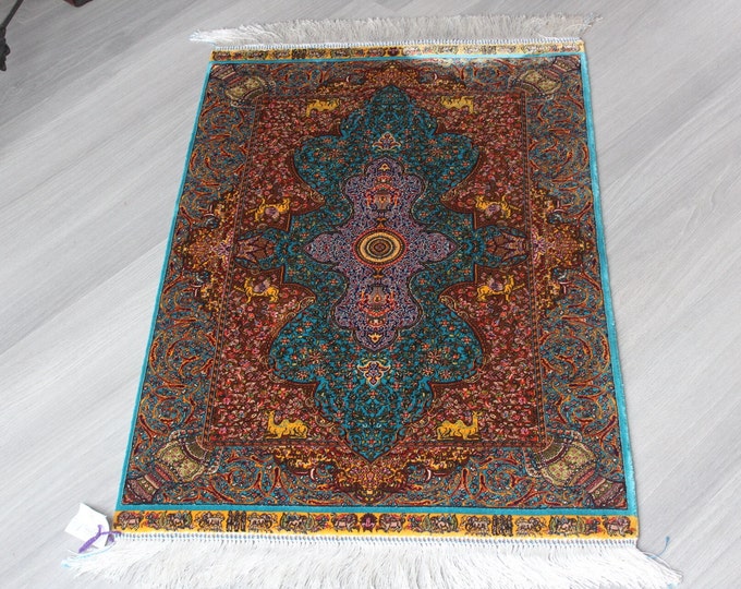 Oriental Silk Rug, Lavender Medallion Silk Rug , Classic Silk Rug / B-1798- 1806  / 2'x3'