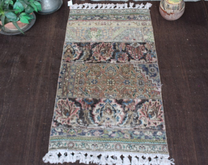 Vintage Patchwork Rug , Distressed Anatolian Rug, Vintage Bathroom Rug , Small Area Rug  / B-1831 /  2'2'' x4'