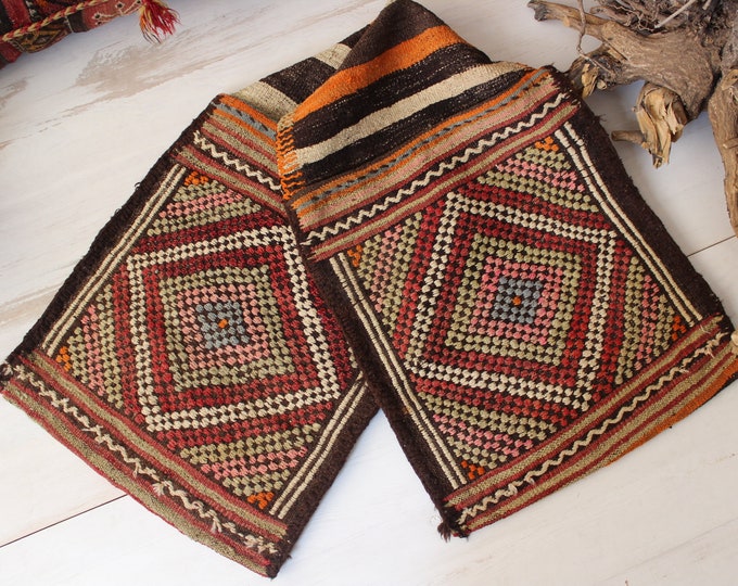 1'5"x4'8" ft Vintage KILIM SADDLEBAG ,Ethnic Nomadic Handwoven Saddlebag,Decorative Kilim Saddlebag