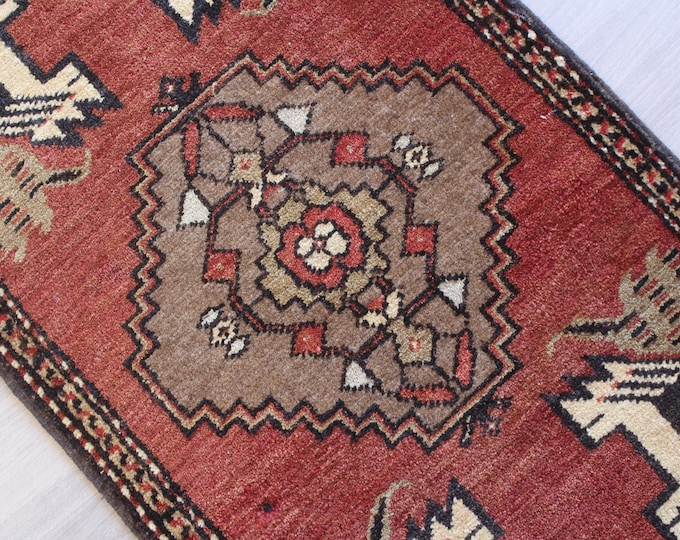 1'7"x3'1" Small Rug, Ethnic Small Rug, Vintage Door Mat, Ethnic Door Mat , Small Anatolian Rug / B-1427