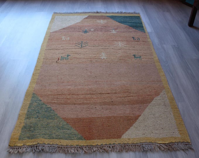 4'x7' Modern Design Rug, Scandinavian Style Rug, Bohemian Piled Rug / B-1859