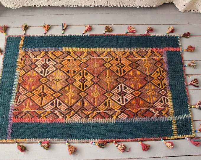 2'2"x3'8" ft  PATCHWORK Kilim, Ethnic Kilim, Bohemian Kilim, Vintage Kilim, Turkish Anatolian Patchwork Kilim,