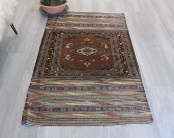 Small Ethnic Kilim Rug Small Kilim  Rug  , Small Vintage Rug / B-1721 / 2'9"x5'