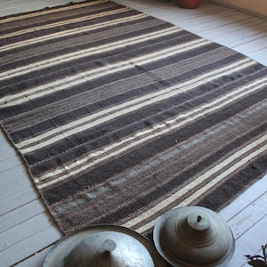 200 x 200 cm Vintage Kelim, Ethno BraunEr Kelim Teppich, Boho Kelim Teppich, Übergroßer Kelim, Anatolischer Großer Kelim Teppich