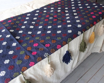 29x83 inch THROW, Vintage Throw, Ethnic Blue Throw, Bohemian Throw, Vintage Blue Throw, Handwoven Throw